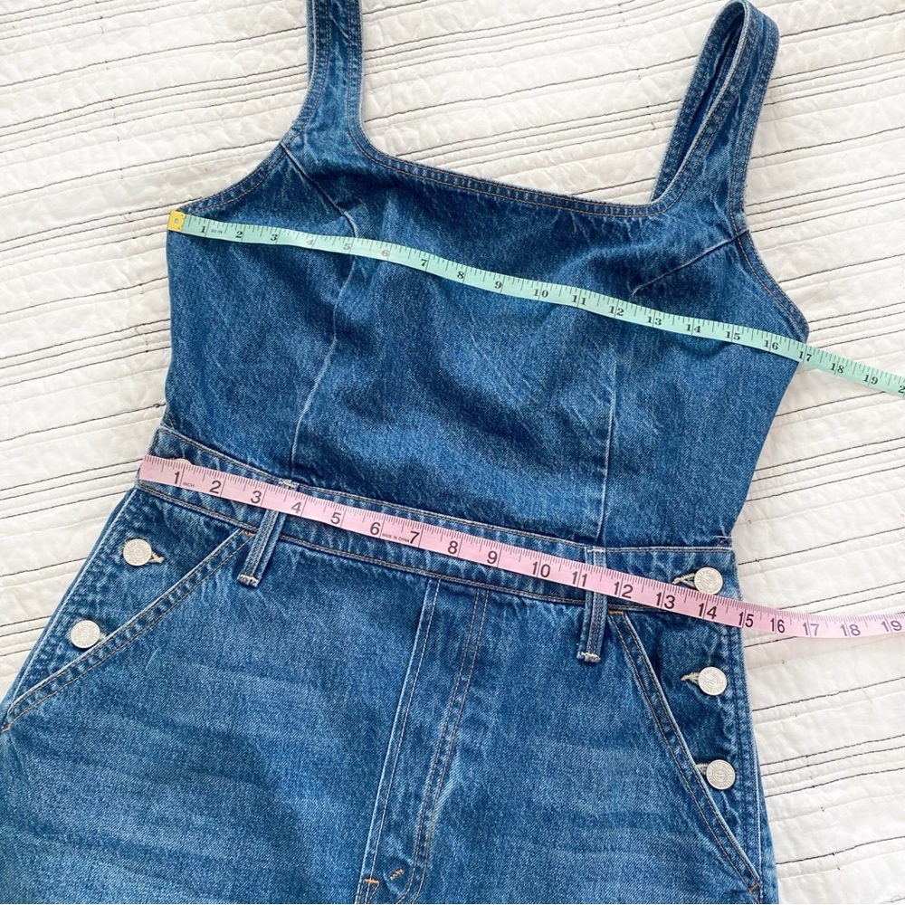 MOTHER The Over It Denim Cutout Mini Dress Medium - Picture 8 of 12